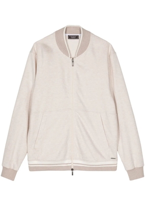 Peserico stripe-detail cotton bomber jacket - Brown