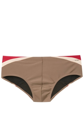 Amir Slama side-stripe swim trunks - Brown