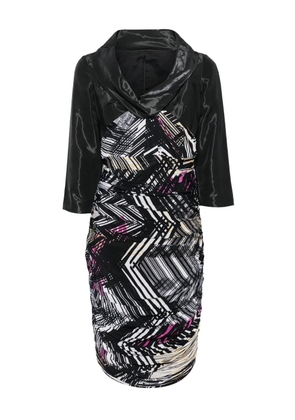 Gemy Maalouf geometric-print panelled dress - Black