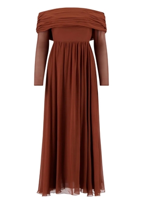 Giambattista Valli Georgette fully-pleated dress - Brown