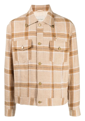 Nick Fouquet plaid-check print shirt jacket - Brown