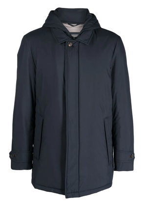 Corneliani spread-collar padded hooded jacket - Blue
