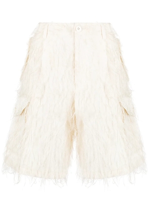 Undercover fringed cargo shorts - White