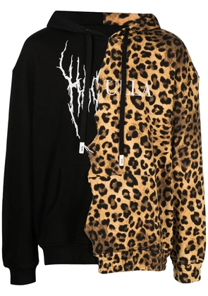 Haculla paneled leopard-print logo hoodie - Black