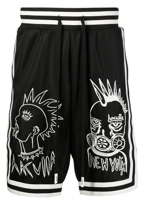 Haculla embroidered mesh-panel basketball shorts - Black