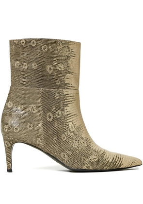 TWINSET lizard-print pointed-toe boots - Gold