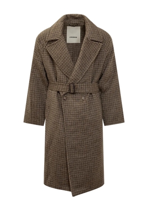 A Paper Kid belted houndstooth double-breasted coat - Brown