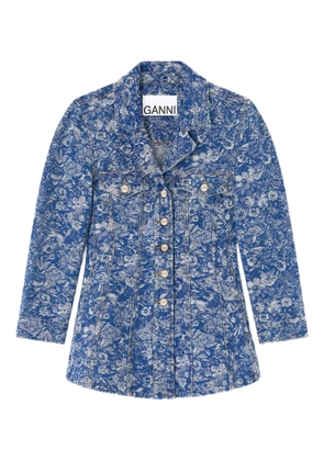 GANNI floral-print denim jacket - Blue