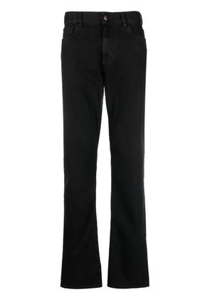 Canali logo-patch slim-fit trousers - Black