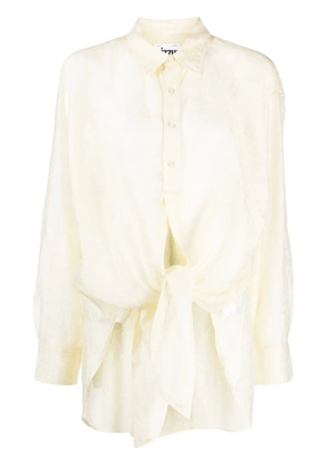 izzue crinkled-finish tie-fastening shirt - Yellow