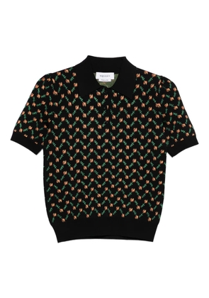 Alexander McQueen floral-micro polo top - Black
