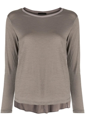 Transit pleat-detail round-neck top - Brown