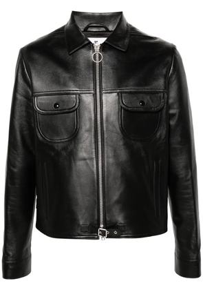 Courrèges leather trucker jacket - Black