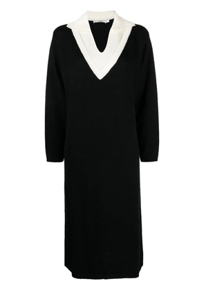 b+ab V-neck knitted midi dress - Black