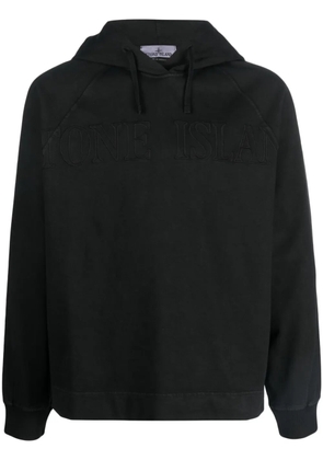 Stone Island logo-print cotton hoodie - Black