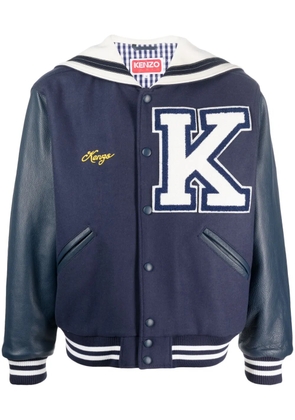 Kenzo logo-patch bomber jacket - Blue