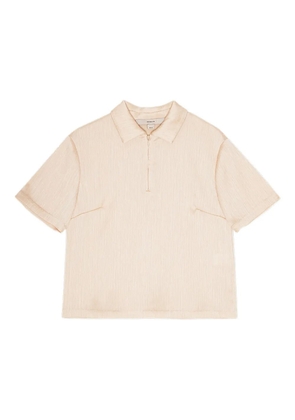 REMAIN zip-front textured polo top - Neutrals