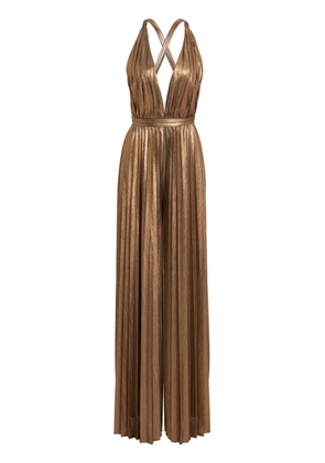 Retrofete Graciane pleated plunge jumpsuit - Brown