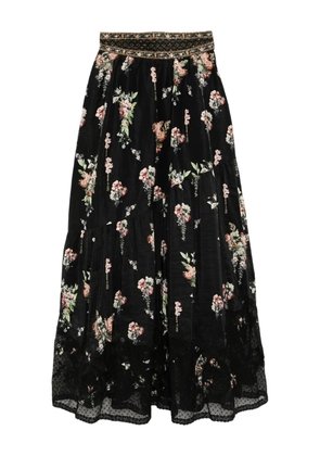 Camilla floral-print skirt - Black