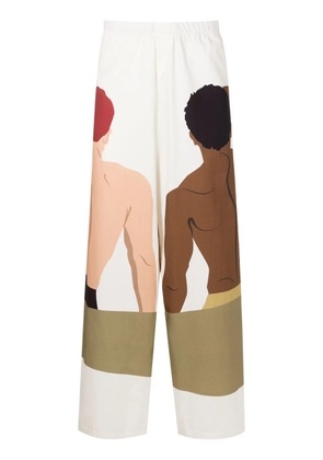 Amir Slama graphic-print wide-leg trousers - Neutrals