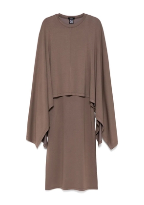 Goen.J ribbed cape dress - Brown