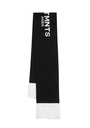 VTMNTS intarsia-knit logo frayed scarf - Black