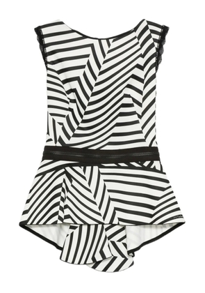 Gemy Maalouf striped ruffled top - Black