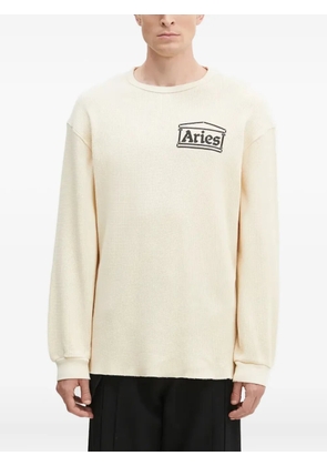 Aries logo waffle-pattern sweatshirt - Neutrals