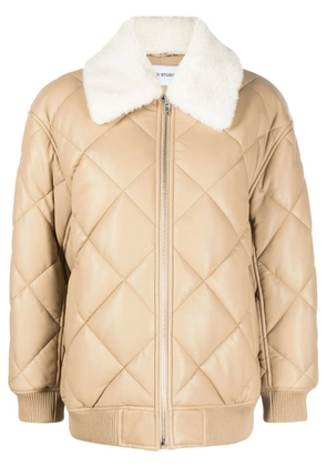 STAND STUDIO diamond-quilted faux-leather jacket - Neutrals
