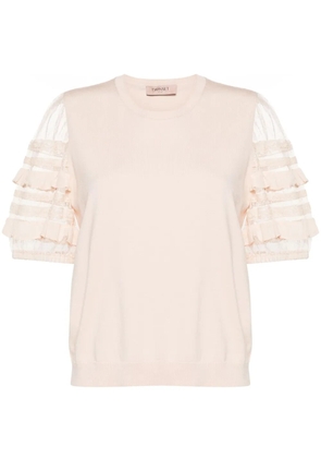 TWINSET logo-plaque knitted top - Neutrals