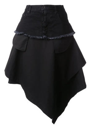 UNRAVEL PROJECT asymmetric loose skirt - Black
