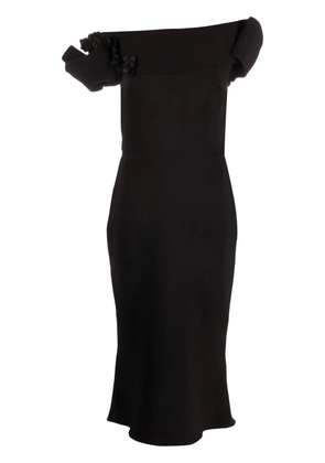 Marchesa off-shoulder midi dress - Black