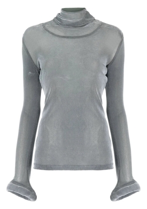 Melitta Baumeister circle-cuff sheer top - Grey