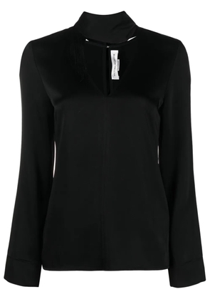 Victoria Beckham V-neck fringed satin blouse - Black