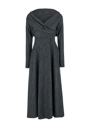 Alberta Ferretti off-shoulder wrap maxi dress - Grey