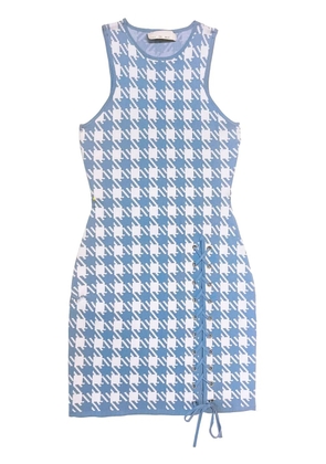 Fleur Du Mal houndstooth-intarsia knitted mini dress - Blue