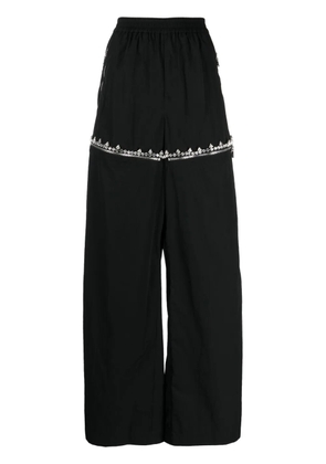 AREA crystal-embellished wide-leg trousers - Black