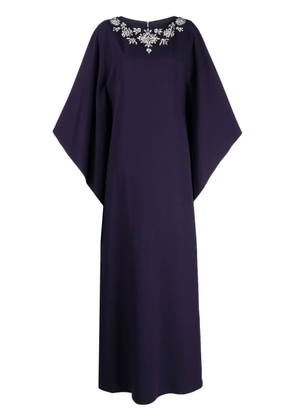 Marchesa Notte crystal-embellished long-sleeve maxi dress - Blue