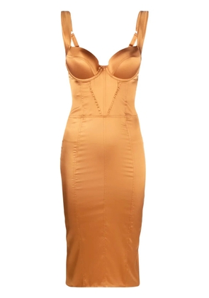 Noire Swimwear corseted silk-blend short dress - Orange