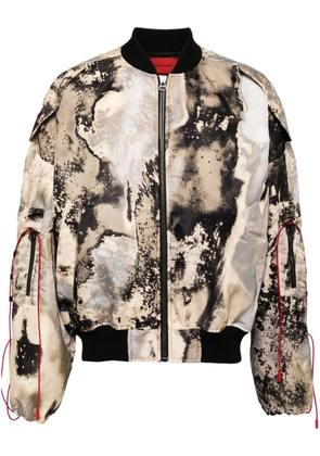 A BETTER MISTAKE Erosion abstract-print bomber jacket - Brown