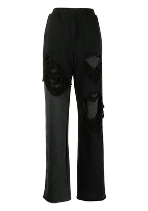 Goen.J distressed layered wide leg trousers - Black