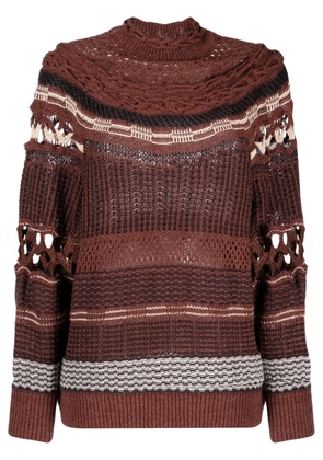 Mame Kurogouchi open-knit high-neck sweatshirt - Brown