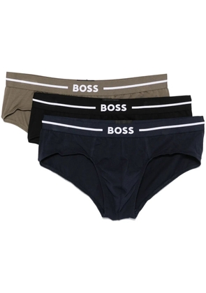 BOSS logo-waistband briefs (pack of three) - Black