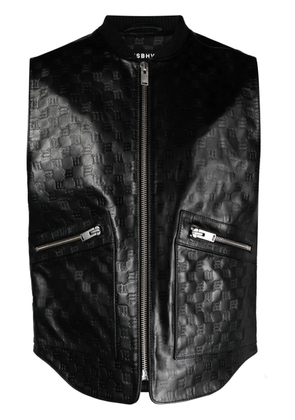 MISBHV monogram-embossed leather vest - Black