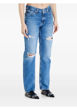 Calvin Klein ripped low rise straight Jeans - Blue