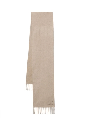 Max Mara embroidered-logo cashmere scarf - Neutrals