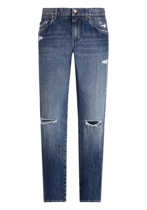 Dolce & Gabbana ripped straight-leg jeans - Blue