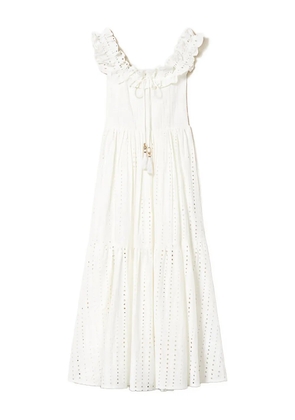 TWINSET eyelet ruffle midi dress - White