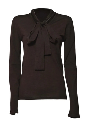 SOLOTRE tie-neck sweater - Brown