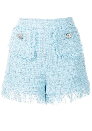 Blumarine tweed fringed shorts - Blue